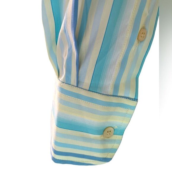 Fitted Ted Baker L/S Dress Shirt in Spring Stripe Great Condition Size 2 (Sm) - Picture 6 of 7